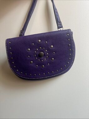 Purple Studded Boho-chic Half-Moon Bag